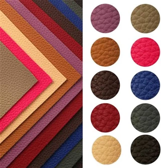 Tahke värvi PU nahast kangas tavaline lychee mikrokiust tumedad värvid, mis muudavad õmbluskotid DIY