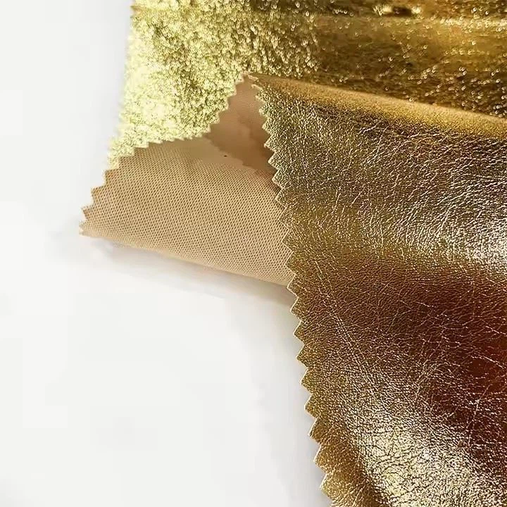 Soft Metallic Embossed Split Texture Rexine Artificial Faux Synthetic PU Leather Fabric For Clothing Bags Making
