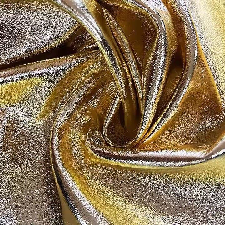 Soft Metallic Embossed Split Texture Rexine Artificial Faux Synthetic PU Leather Fabric For Clothing Bags Making