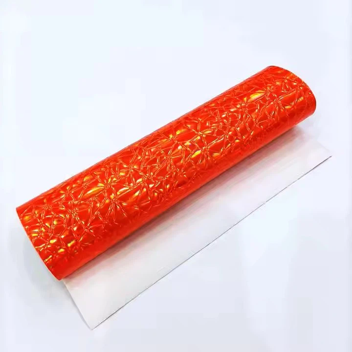 Solid Color PU Leather Metal Mirror Effect Faux Leather Geometric Pattern Embossed Artificial Leather